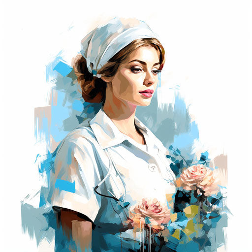 Nurse in Impressionistic Art style on white background
