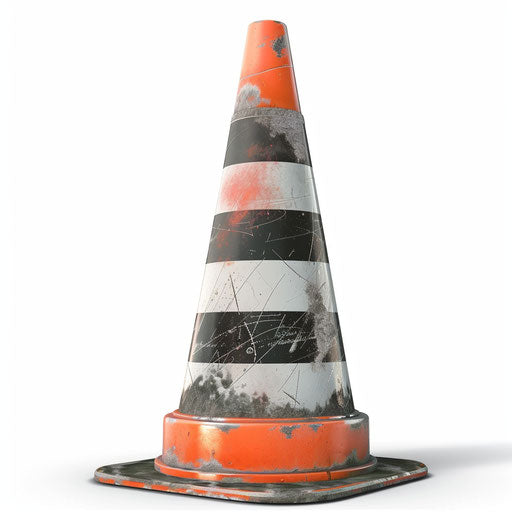 Realistic traffic cone clipart with detailed textures