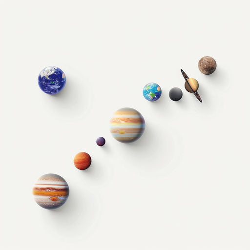 Realistic solar system clipart on flat white background