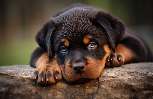 Rottweiler puppies in somber mood style