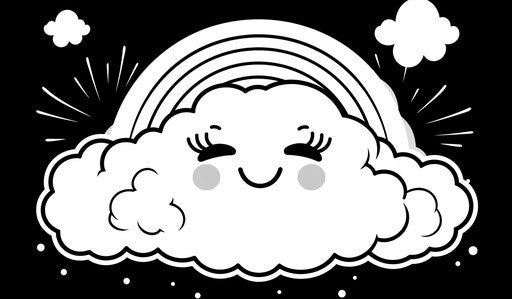 Cloud and rainbow coloring page