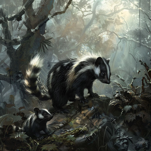 Hunting lesson in a dense misty forest