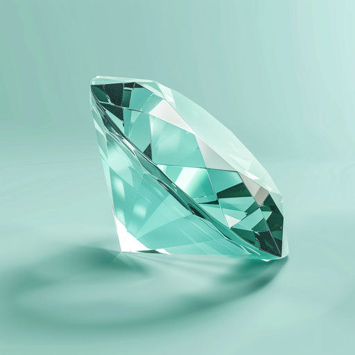 Photo realistic gem clipart on flat, serene aqua background