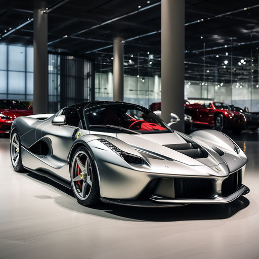 The classic silver Ferrari