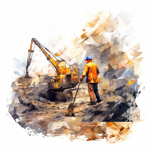 Mining clipart in the style of Impressionistic Art, on a white background