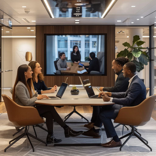 Diverse team collaborating in a meeting room