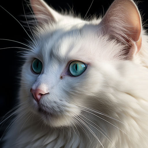 White cat close-up of the face