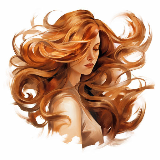 Hair illustration in the style of Oil painting, on white background