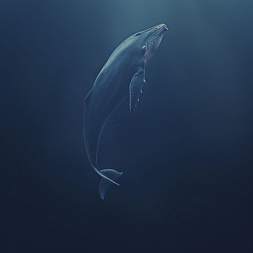 A blue whale diving into the deep blue sea