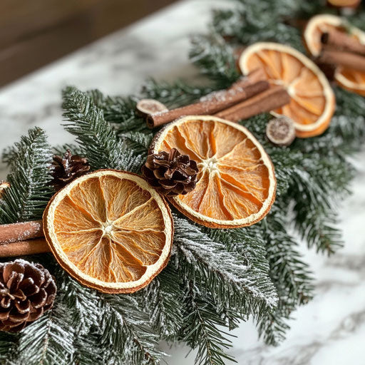 Handmade Christmas garland with dried orange slices