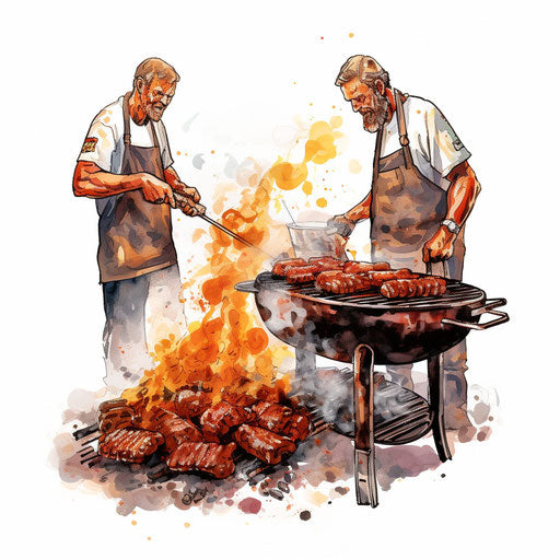 Impressionistic Art style bbq clip on white background