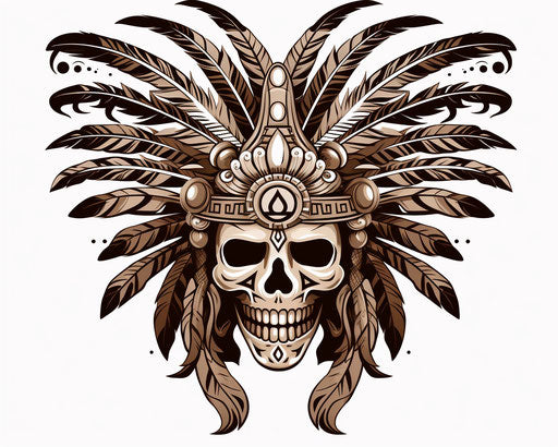 Skull tattoo, transparent background clipart, Dayak art style