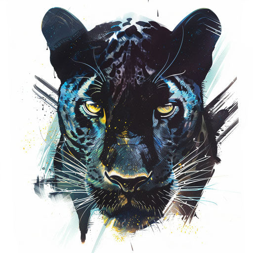 Vibrant and fierce black panther head tattoo