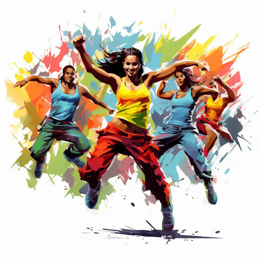 Oil painting style zumba clipart on white background
