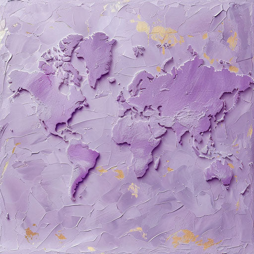 Realistic map clipart on flat lavender background