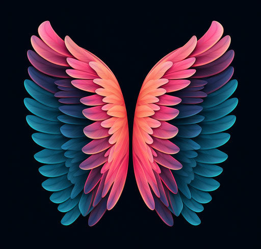 Colorful and stylized bird wings for your designs