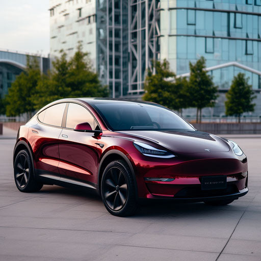 Tesla Model Y in Burgandy