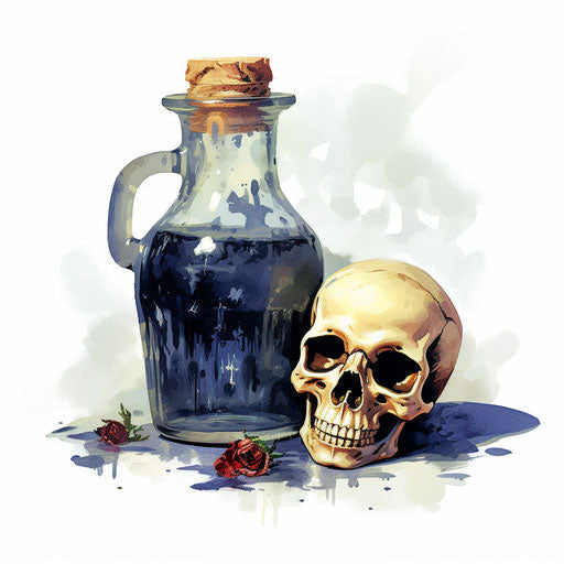 Poison clipart in the style of Impressionistic Art, on white background