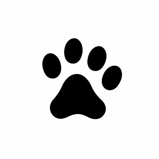 Minimalist paw print clip art on white background
