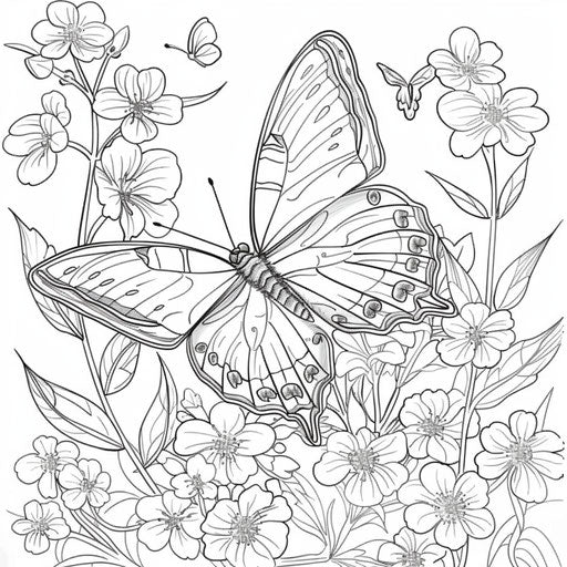 Cheerful butterfly flying among flowers