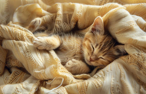 Kitten on a blanket, joyful spirited movement, trenchcore