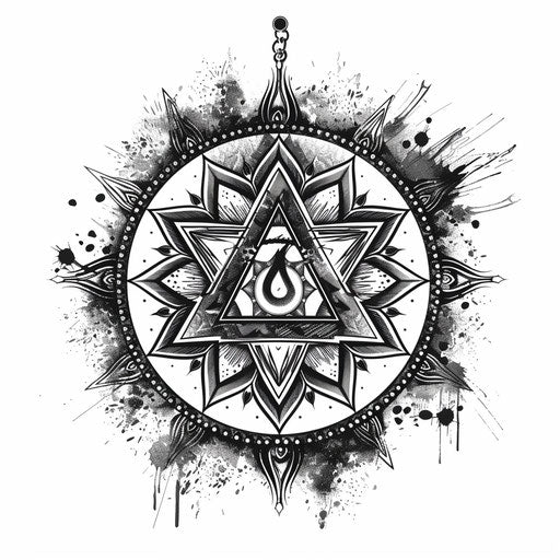 Anarchy symbol combined with a mandala, intricate details, flat design