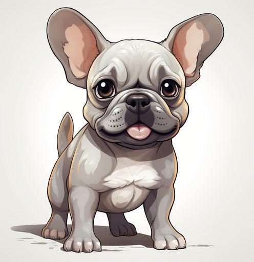 Colorful caricature of a French Bulldog