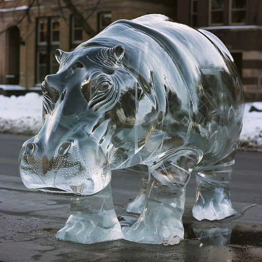 Hippo ice sculpture