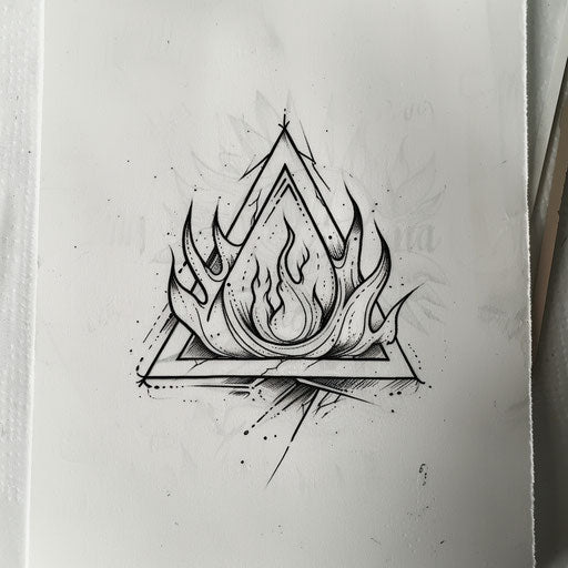 Flaming triangle on white background