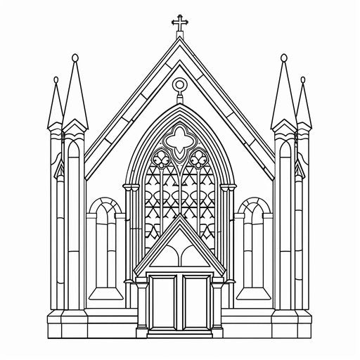 Colorful window of a church in outline