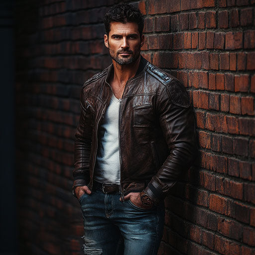 Stylish man against urban wall in dramatic evening