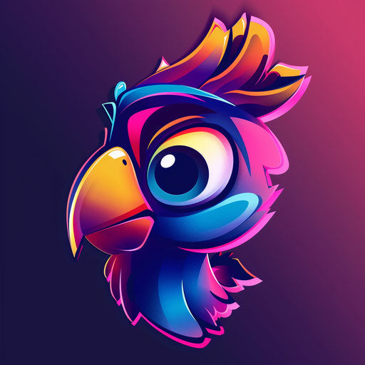 Modern cartoon logo with vibrant colors and a gradient background