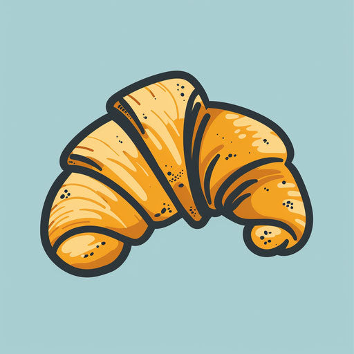 French bakery logo with stylized croissant on light blue background