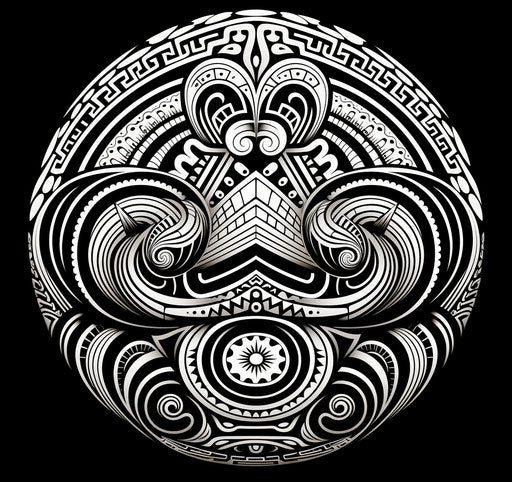 Traditional Hawaiian tattoo in monochrome geometry style