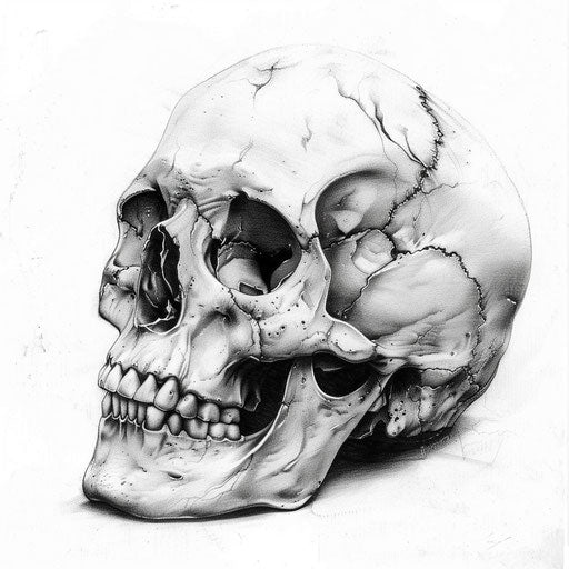 Black and white human skull tattoo design for free