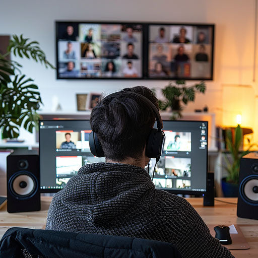 Virtual meeting in a well-organized home office