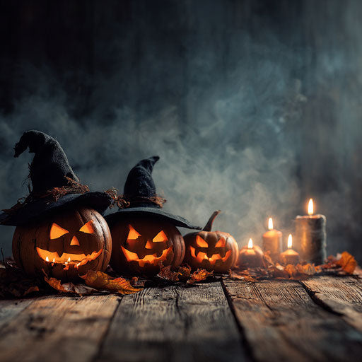Classic Halloween Scene with Glowing Jack-o'-Lanterns