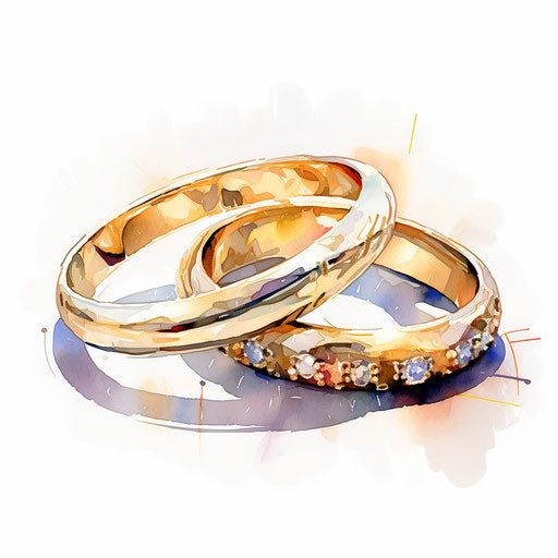 Wedding ring clipart in the style of Impressionistic Art