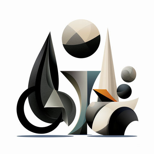 Shapes in clipart in the style of Chiaroscuro Art, on a white background