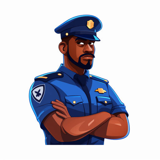 Minimalist style security guard on white background