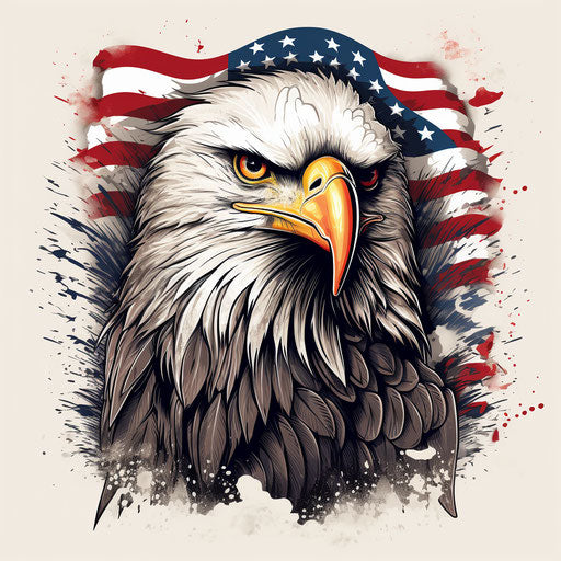 Eagle in flag colors in classic tattoo style