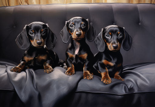 Puppies standing on a couch at home