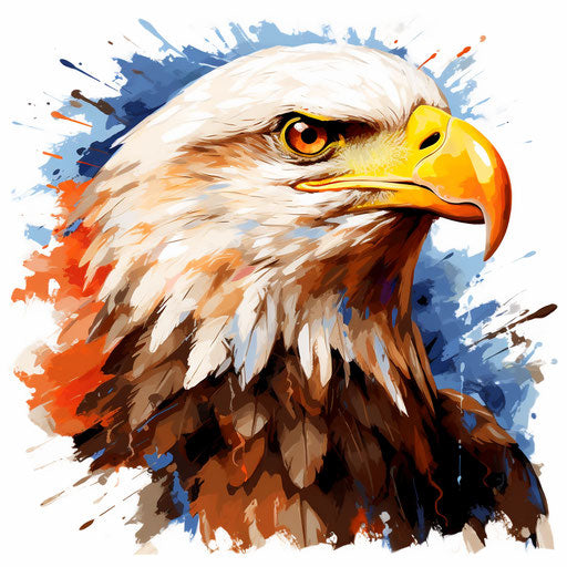 Bald eagle drawing in the style of Impressionistic Art, on white background