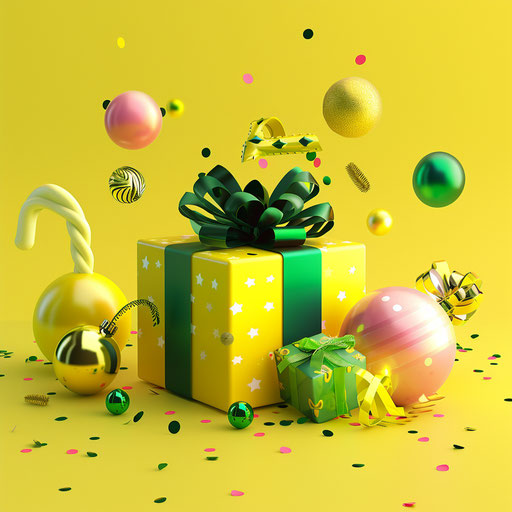 New year clipart on chartreuse background