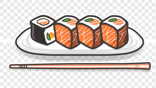 Sushi and rolls on a plate with chopsticks isolated