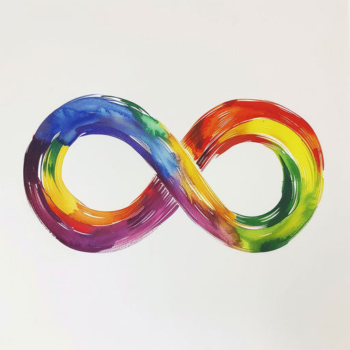 Rainbow-colored infinity symbol in a flat tattoo sketch for eternal pride
