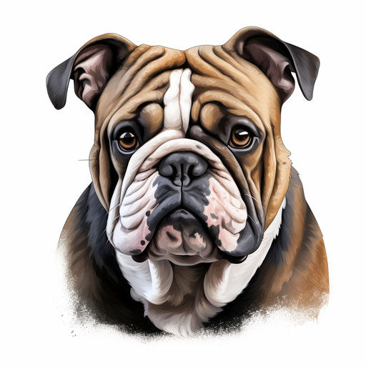 Bulldog illustration in the style of chiaroscuro art, on white background