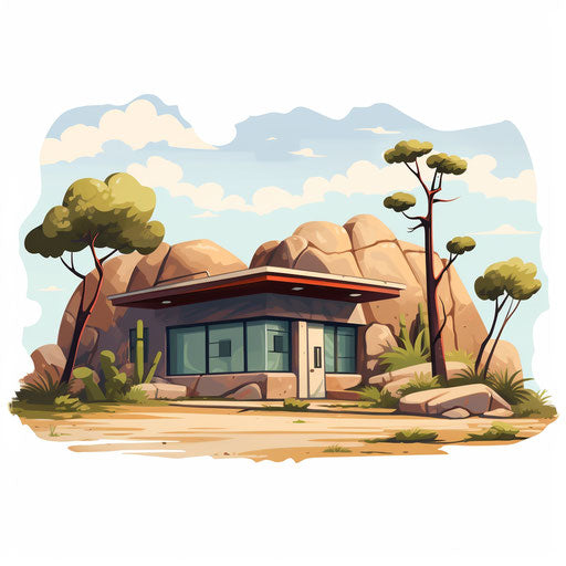 Clinic in oil painting style on white background