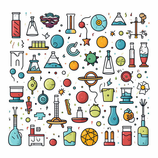Minimalist science clipart on white background