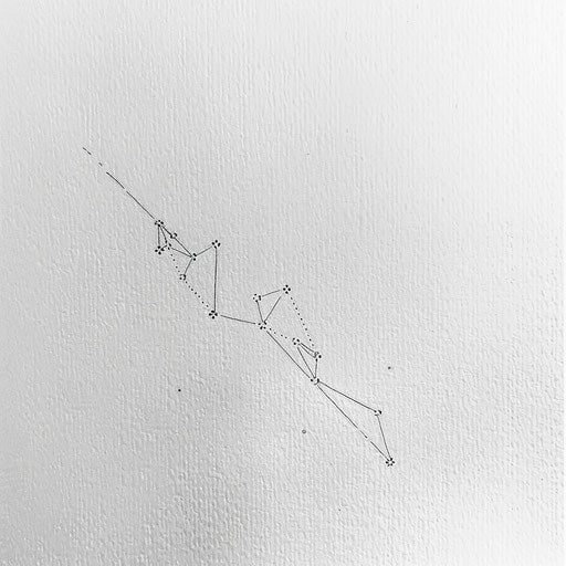 Minimalist design of Cassiopeia constellation, delicate tattoo